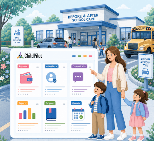 Before and after school management software dashboard for school-age childcare programs in ChildPilot
